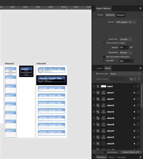 Export Persona showing slice creation for a PNG export