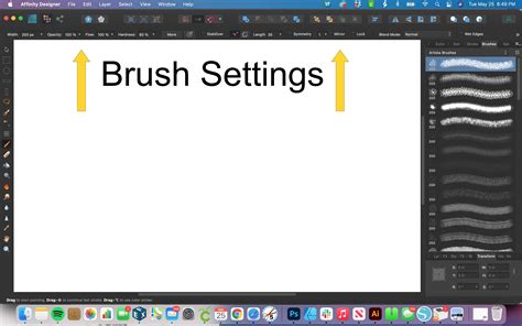 Symmetry settings in Affinity Designer brushes panel