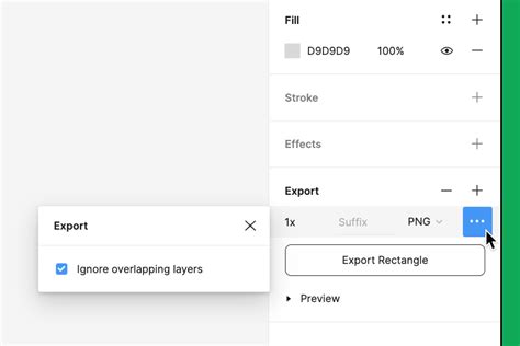 Figma interface with export options