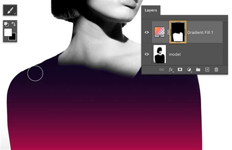 Photoshop gradient tool being used on a layer mask