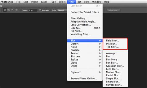 Photoshop Field Blur filter interface