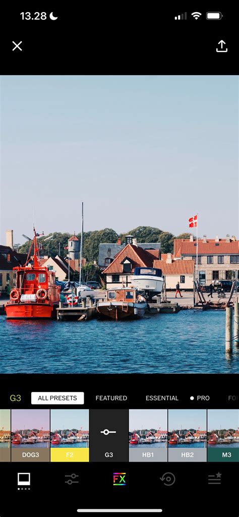 VSCO app showing a selection of photo presets