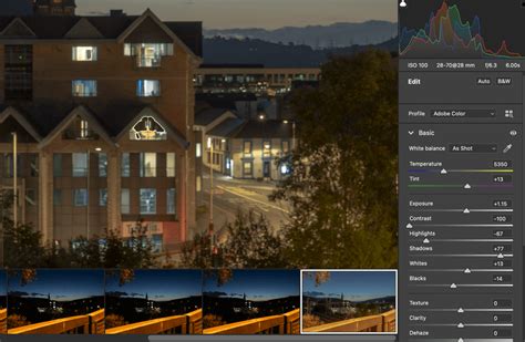 Example of HDR merging in Lightroom with Deghost Amount slider visible