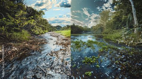 A split image showing a photograph before and after the application of a rain overlay.