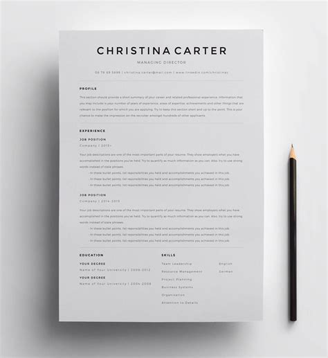 Minimalist InDesign resume template example