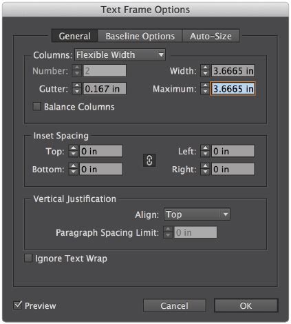 InDesign text frame with style sheet indicator