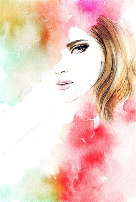 Woman's portrait with watercolor effect applied using Generative Fill