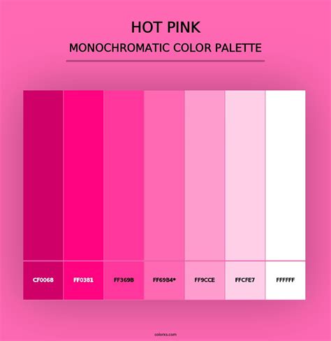 A color palette showcasing hot pink with complementary and analogous colors