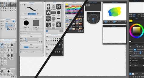 Rebelle interface demonstrating realistic watercolor blending and effects