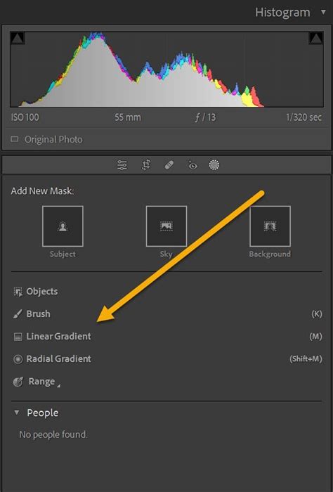 Lightroom interface showing the Graduated Filter tool