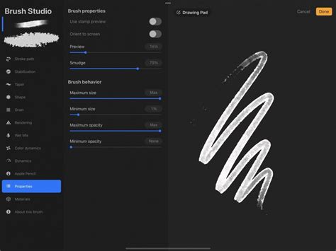 Procreate brush studio - Shape settings