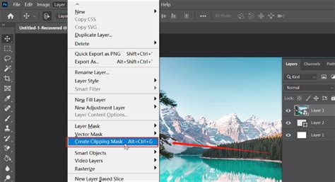 Photoshop Create Clipping Mask option in contextual menu