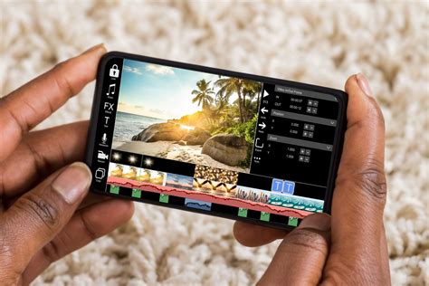 Smartphone editing photos with a professional app