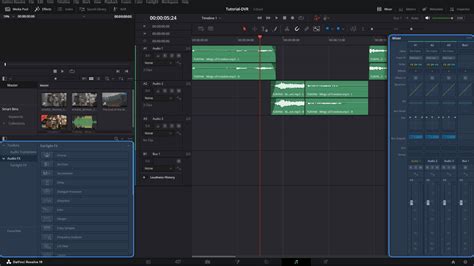 DaVinci Resolve Fairlight page with audio clips on the timeline