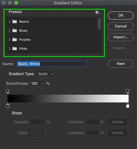 Photoshop Gradient Tool options in the Options bar