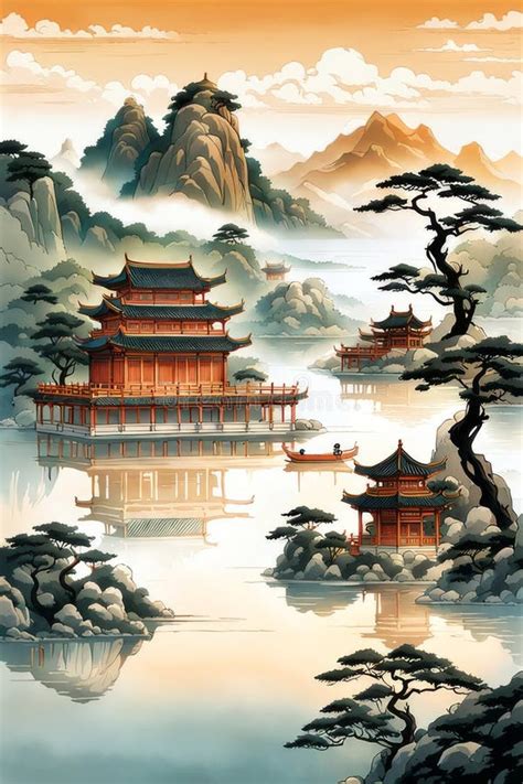 Chinese style digital illustration examples