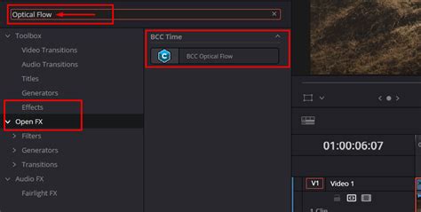 Boris FX Continuum BCC Optical Flow interface example