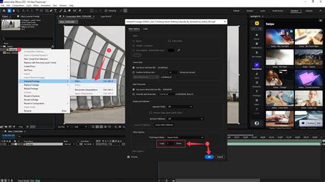 Screenshot of After Effects' Interpret Footage dialog box