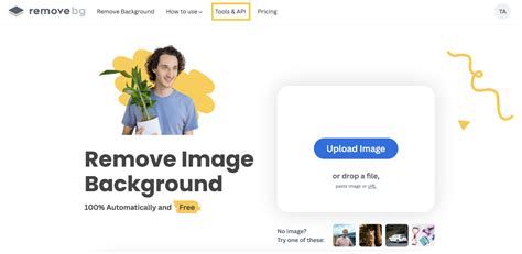 Screenshot of the RemoveBG website interface