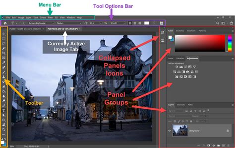 Photoshop interface with Options Bar highlighted