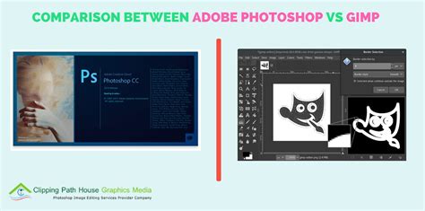 Side-by-side comparison of GIMP and Photoshop user interfaces