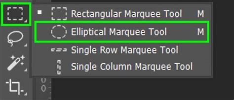 Elliptical Marquee Tool selection in Photoshop