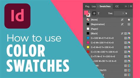 InDesign Swatches panel with various options and color groups