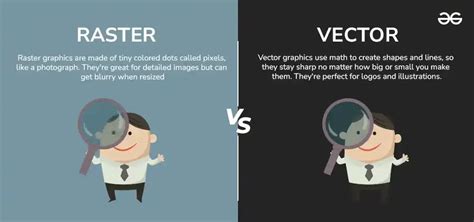 Illustration comparing raster and vector graphics