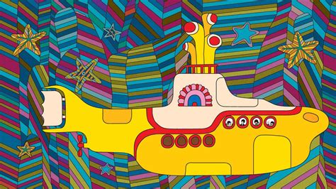 Abstract colorful art reminiscent of Yellow Submarine
