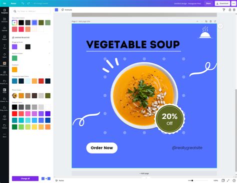 Canva editor showing a design with a selected element and the color panel open with the eyedropper active