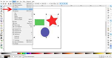 Double-clicking a group in Inkscape to select an inner object