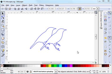 Inkscape in Outline view showing wireframe objects