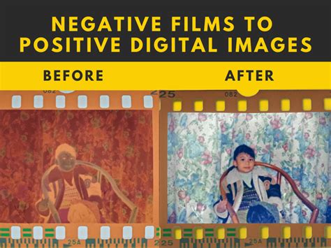 Comparison of a film negative and its converted positive image