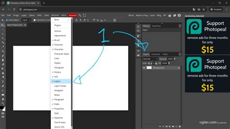 Photopea interface showing Layer > New Fill Layer menu