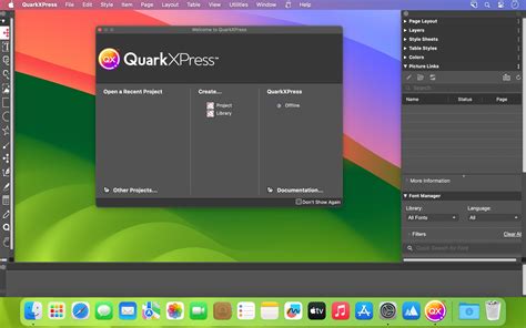 QuarkXPress interface showing custom color creation and image placement