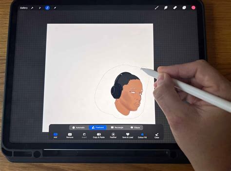 Infographic comparing Freehand and Automatic selection tools in Procreate