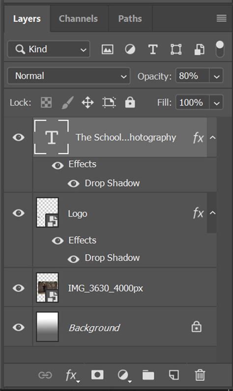 Photoshop Layers Panel with Opacity Slider Highlighted