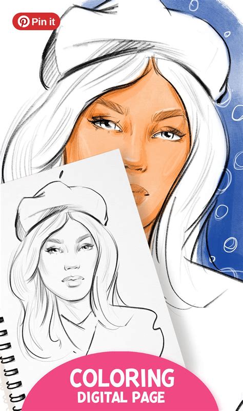 Digital coloring page being colored in Procreate