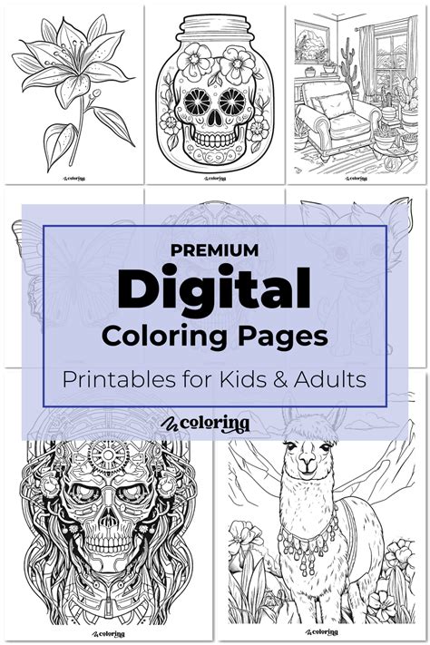 Collage of various digital coloring pages