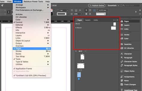 InDesign Pages panel showing Master Pages