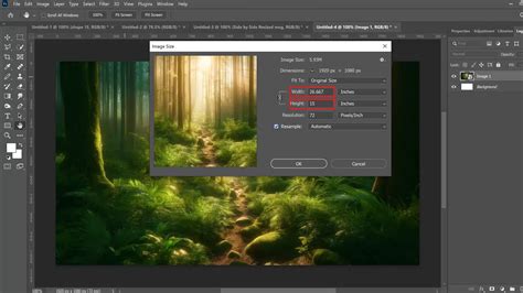 Placing and resizing an image in Photoshop