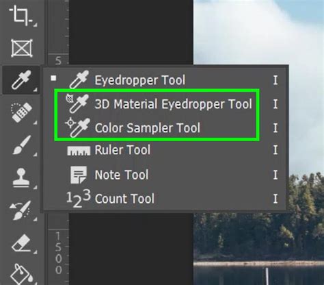 Photoshop eyedropper tool sampling color