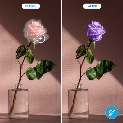 Before and after of hiding an object with Color Replacement Tool