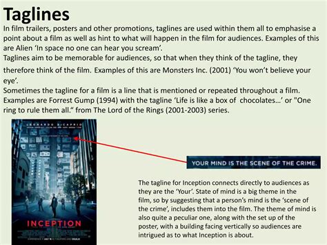 Examples of movie poster taglines