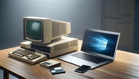Side-by-side comparison of a laptop and a desktop computer setup