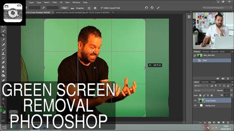 Before and After green screen removal in Photoshop