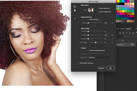 Photoshop Refine Edge dialog box showing different view modes