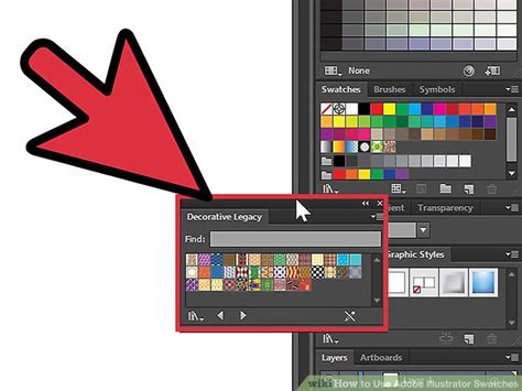 Illustrator Swatches panel showing the Basic Graphics_Dots library.