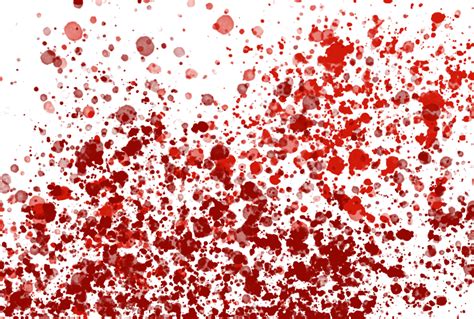 A Photoshop tutorial screenshot showing the application of blood splatters on a zombie image.