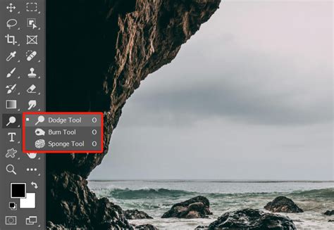 A visual example of how to use the Burn Tool in Photoshop to darken specific areas of an image.